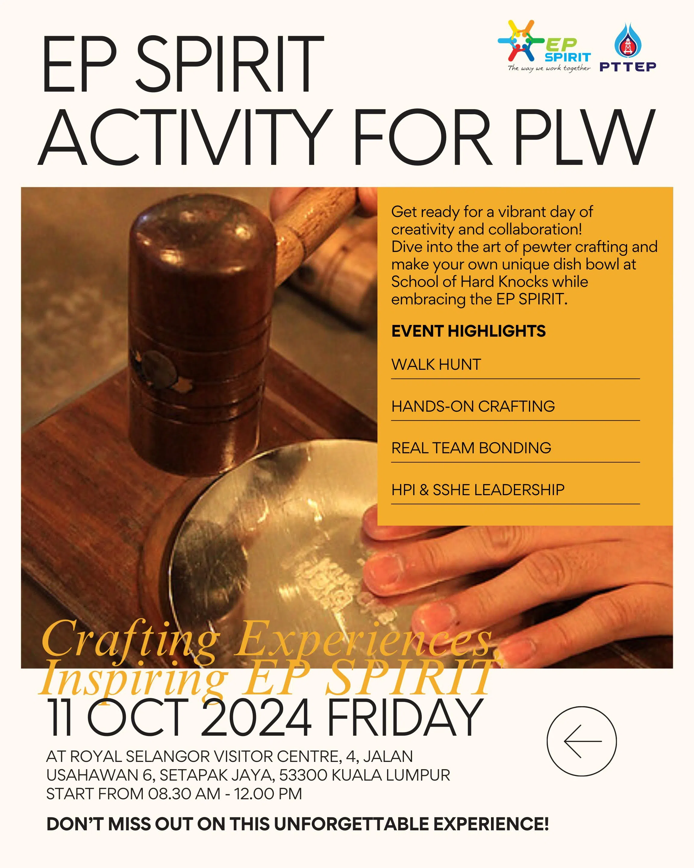 EP Spirit Activity for PLW at the Royal Selangor Visitor Centre Malaysia 11 October 2024